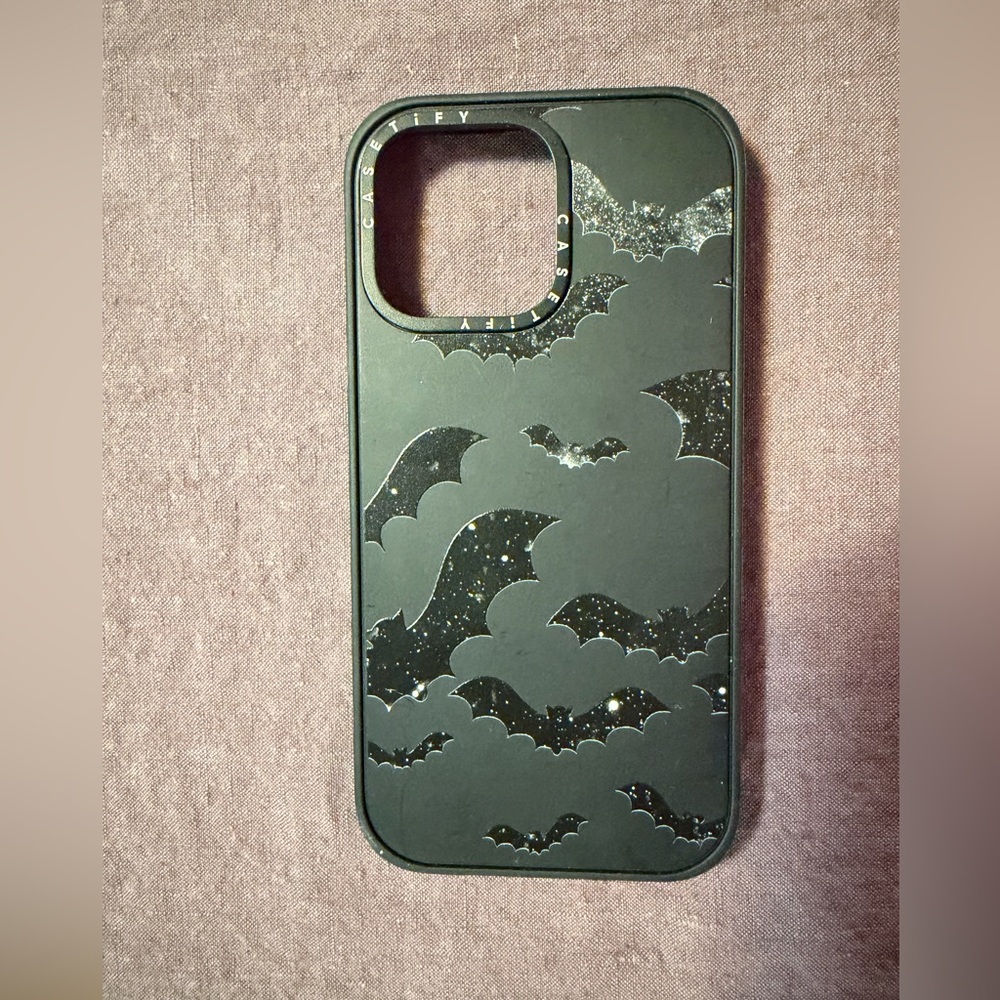 Casetify Black Bat Pattern Phone Case iPhone 14 Pro Max
